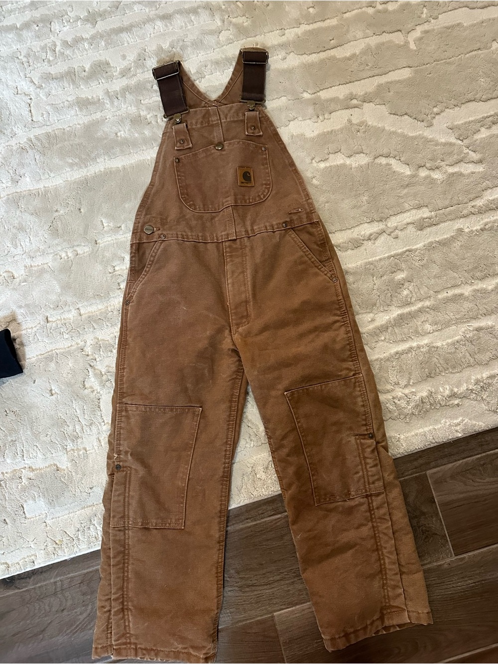 Carhartt Tan Brown Kids Duck Canvas Lined Overalls